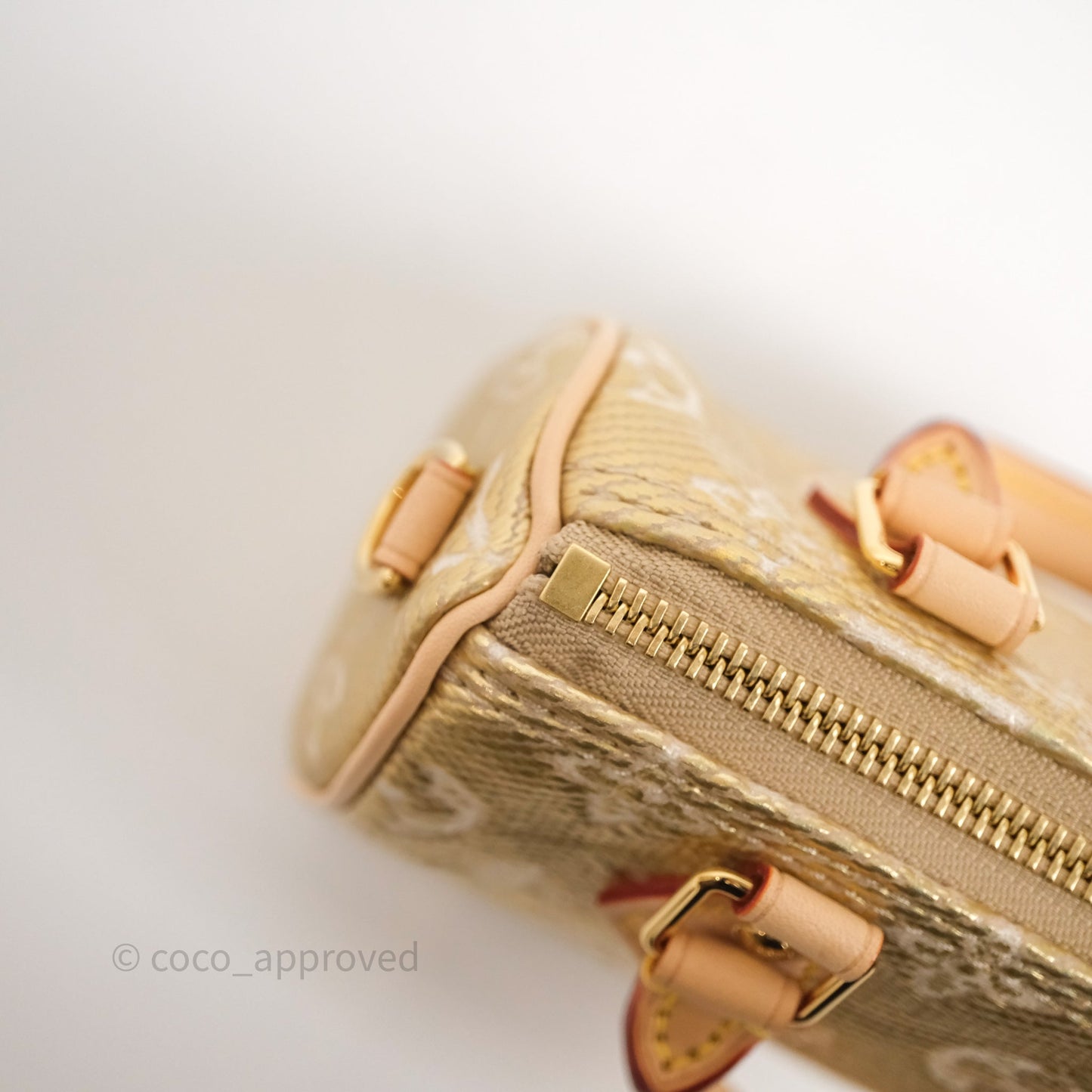 Louis Vuitton Nano Speedy Monogram Gold Jacquard Fabric