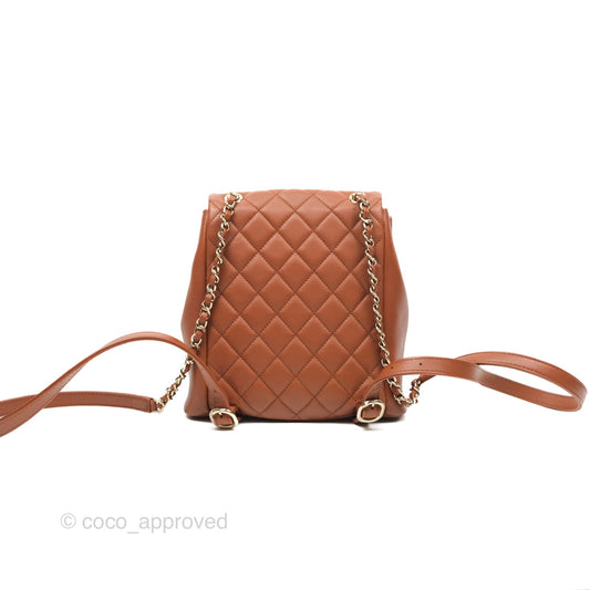 Chanel Medium Duma Backpack Tan Brown Calfskin Gold Hardware