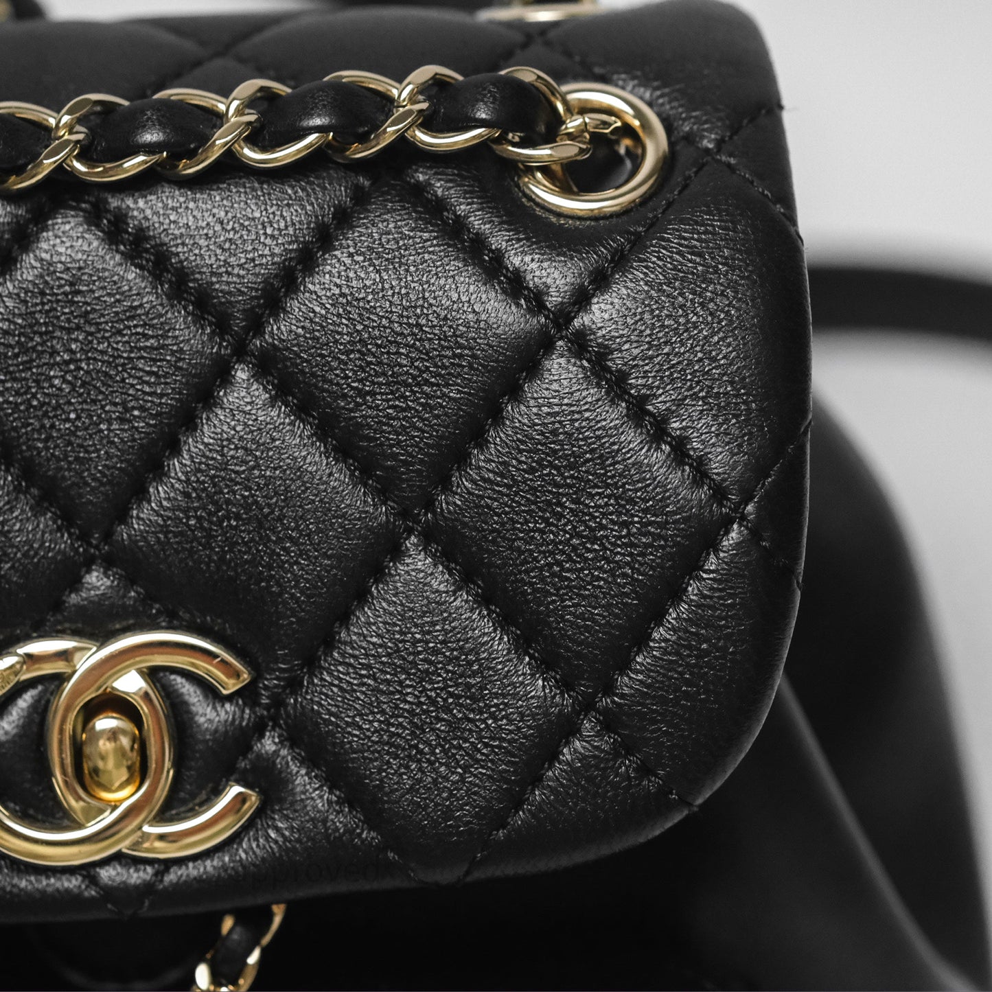 Chanel Small Duma Drawstring Backpack Black Lambskin Gold Hardware