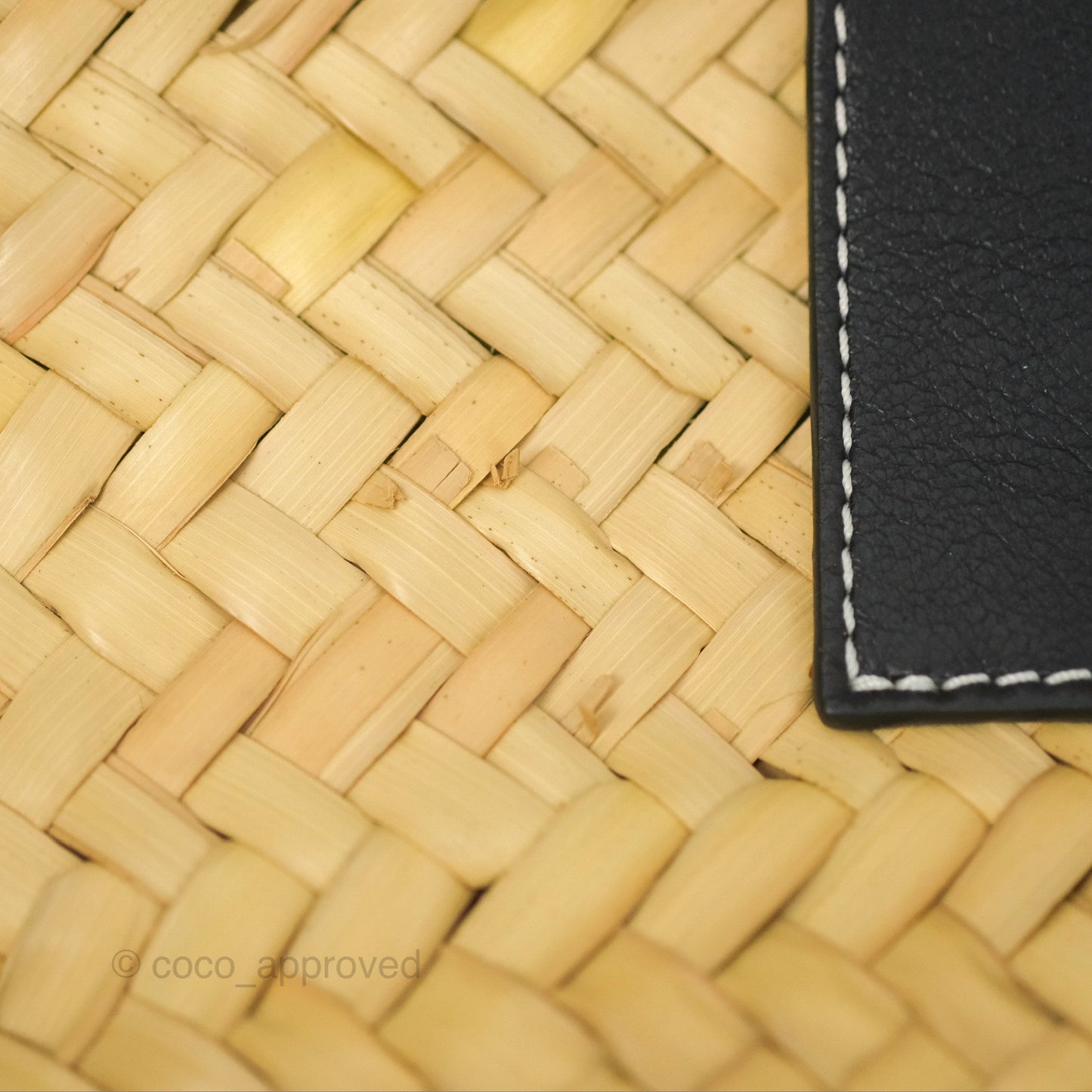 Loewe Woven Basket Bag Black Leather Natural Palm Leaf