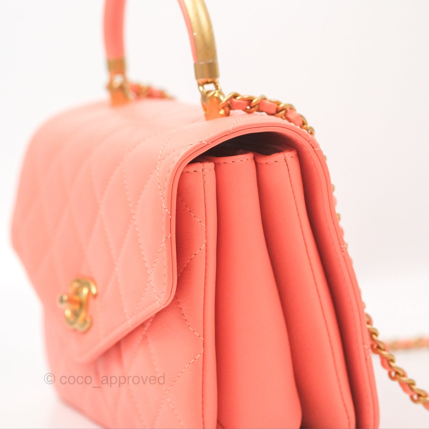 Chanel Metal Top Handle Flap Bag Iridescent Orange Claire Calfskin Aged Gold Hardware