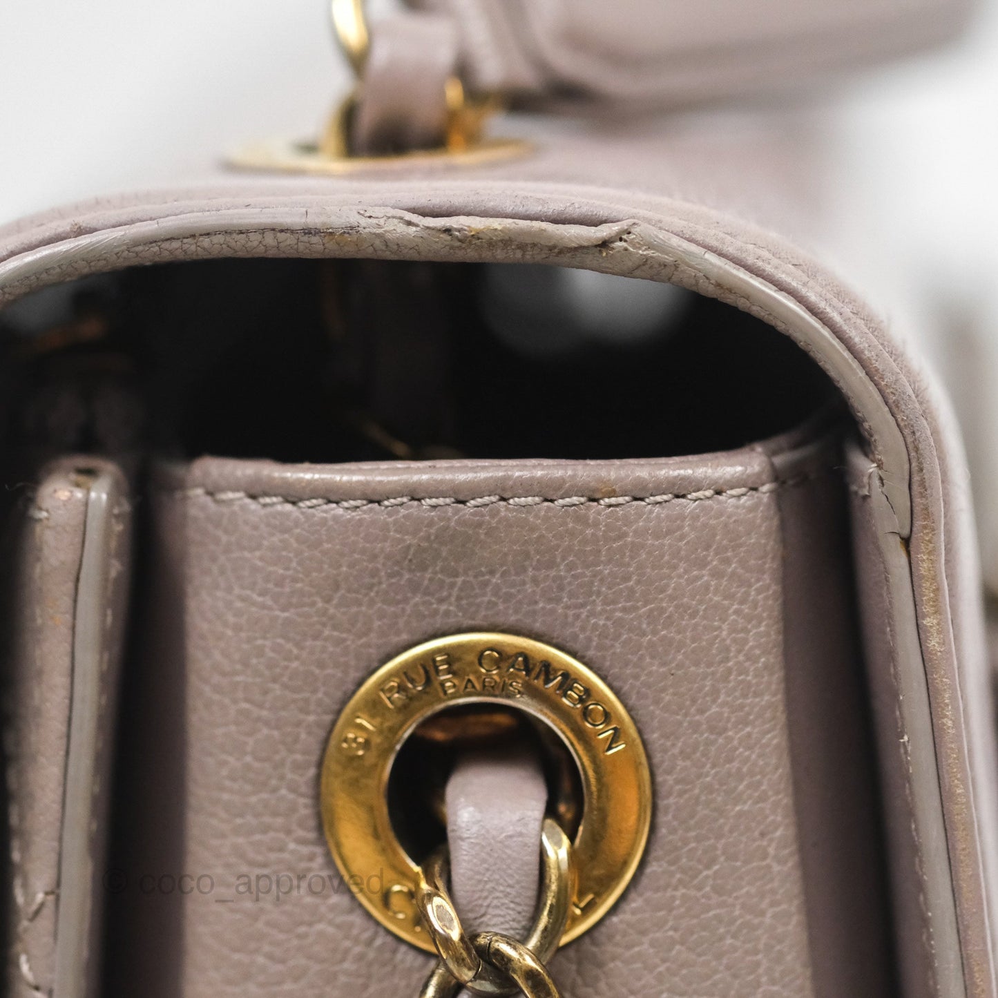 Chanel Coco Curve Flap Burnished Lilac Grey Calfskin Goatskin Antique Gold Hardware