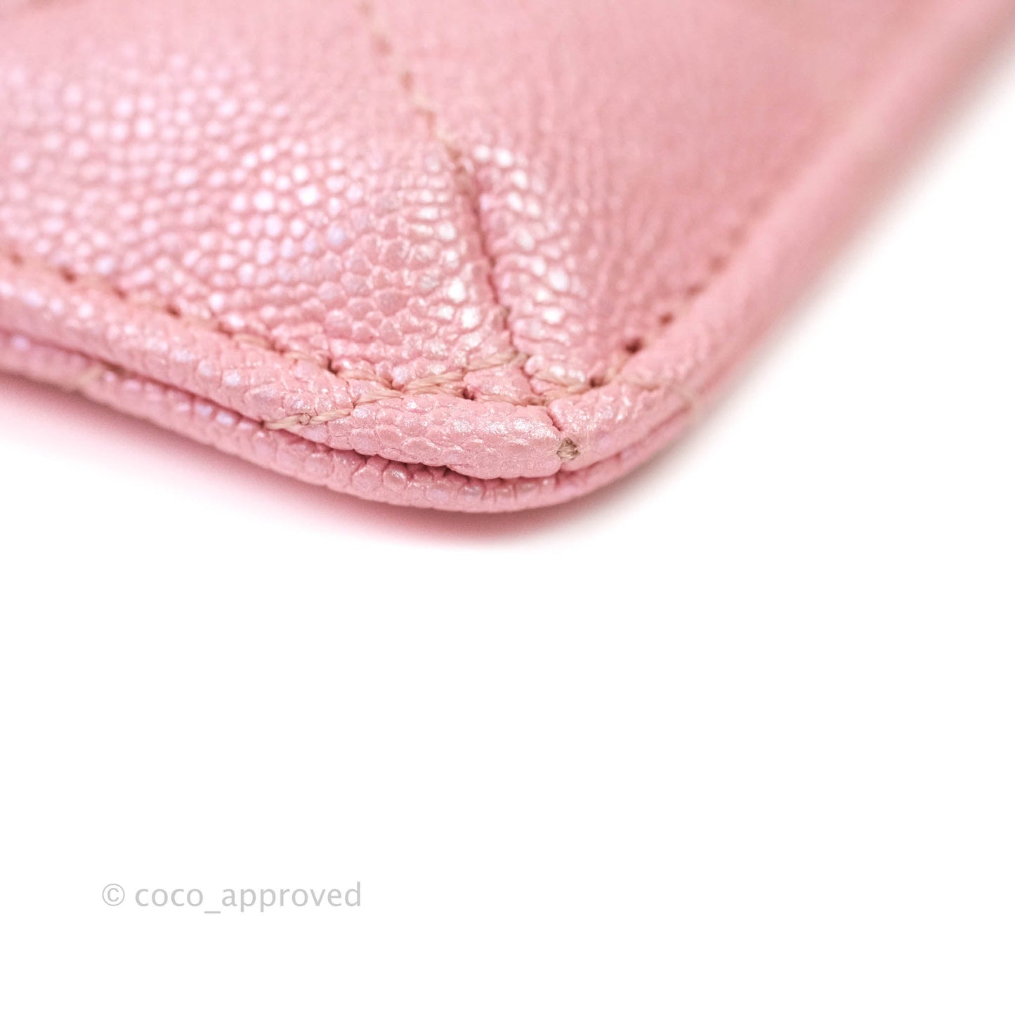 Chanel Classic Flat Iridescent Pink Caviar Wallet Pouch Gold Hardware 19S