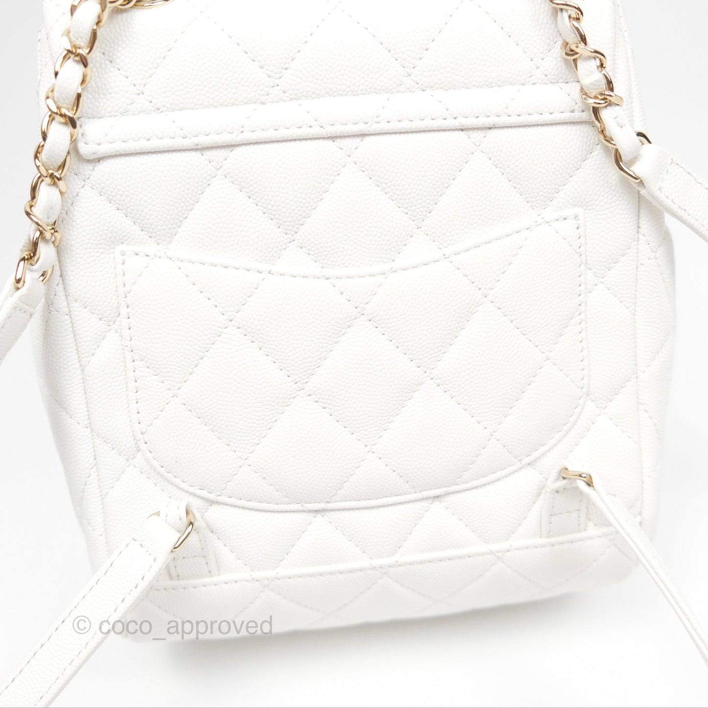 Chanel Mini Urban Spirit Backpack White Caviar Gold Hardware 23S