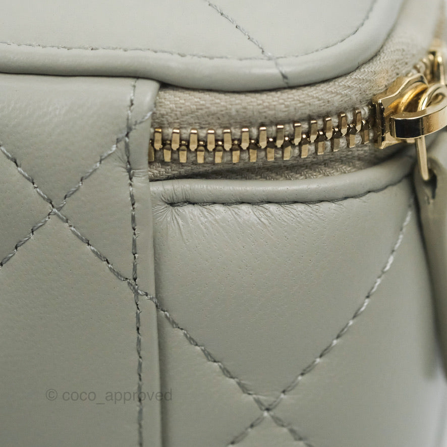 Chanel Vanity with Resin Chain Grey Lambskin Gold Hardware