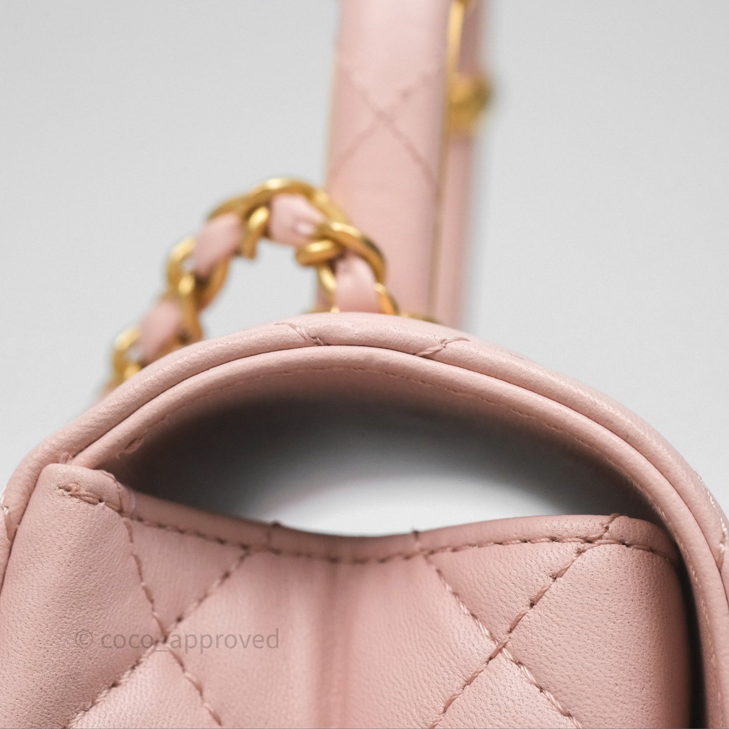 Chanel Top Handle Flap Bag Pink Lambskin Aged Gold Hardware 23S