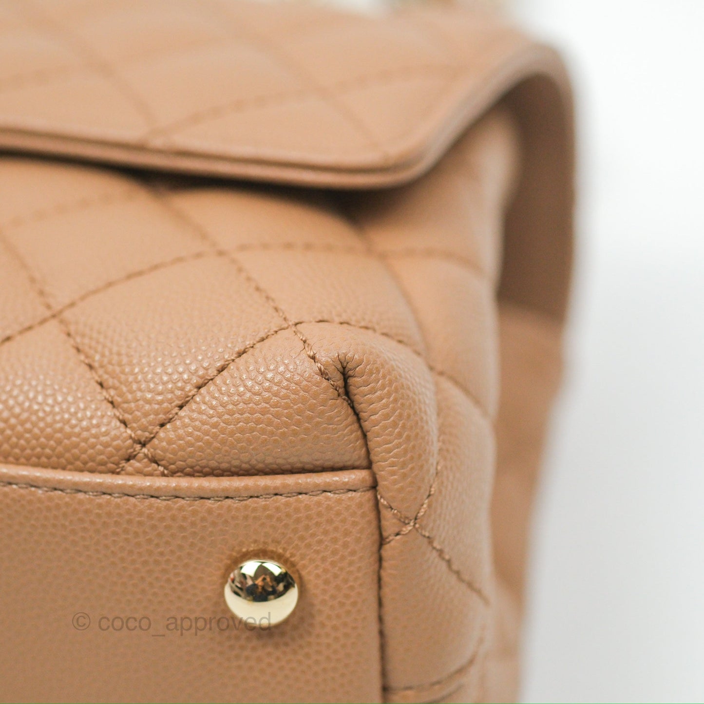 Chanel Small Coco Handle Quilted Beige Caviar Gold Hardware