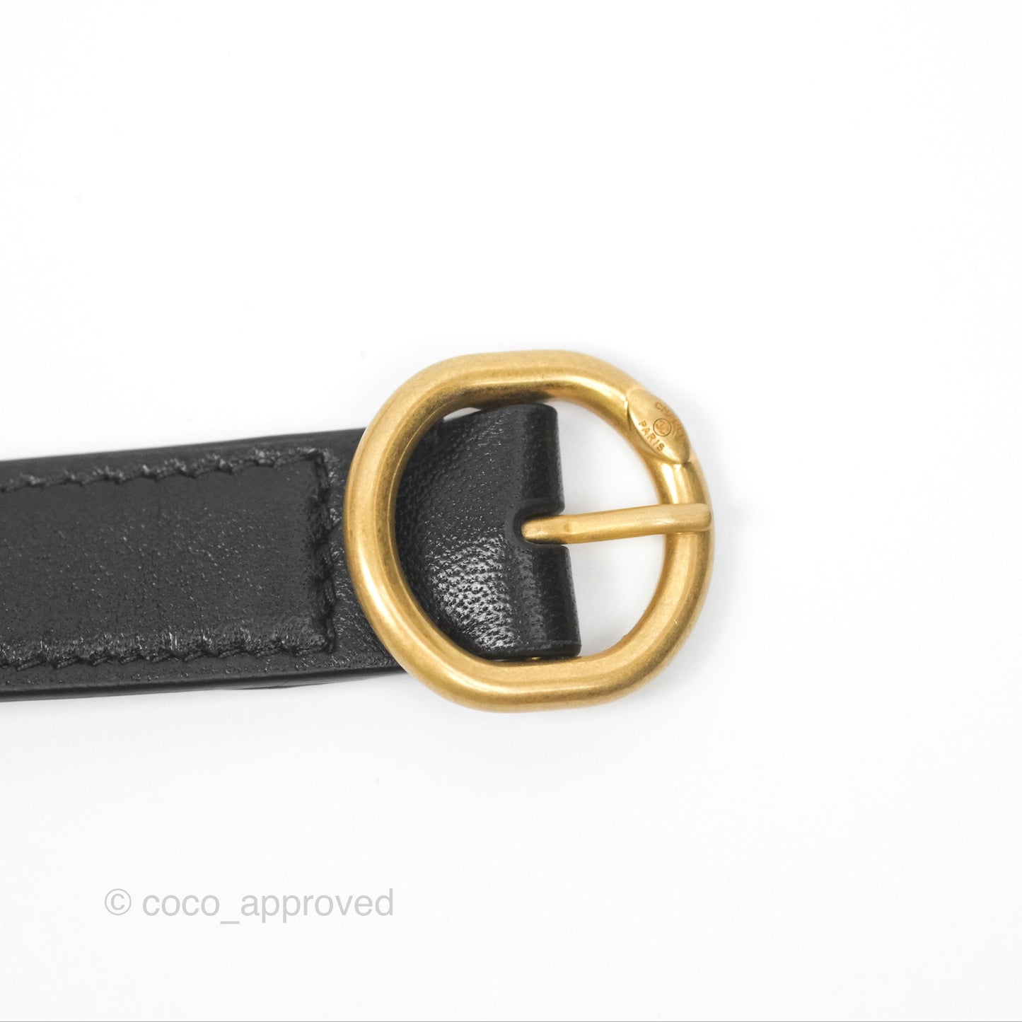 Chanel Diamond Belt Coin Purse Black Lambskin Aged Gold Hardware