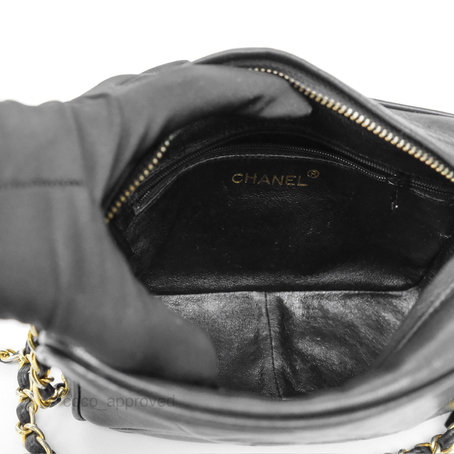 Chanel Vintage Small Camera Bag Black Lambskin Gold Hardware