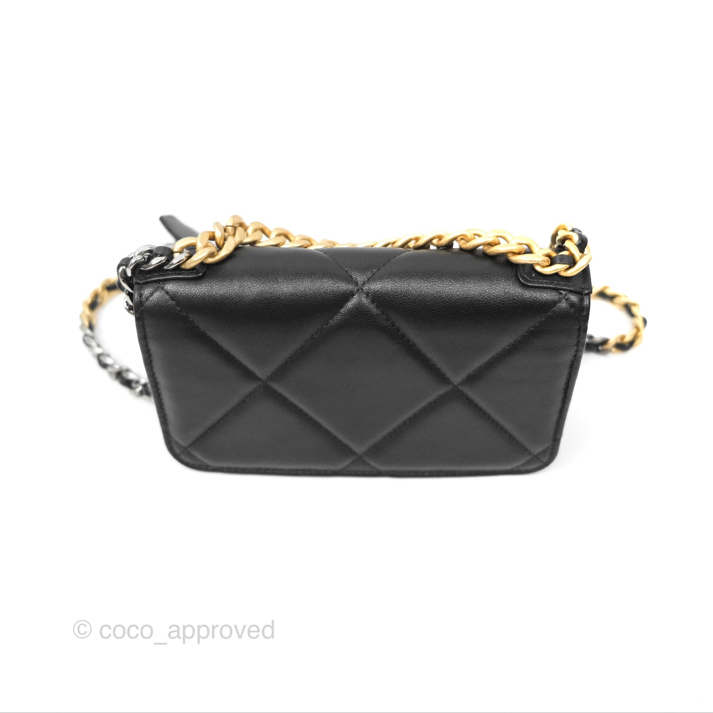 Chanel 19 Mini WOC Flap Phone Holder Black Lambskin Mixed Hardware