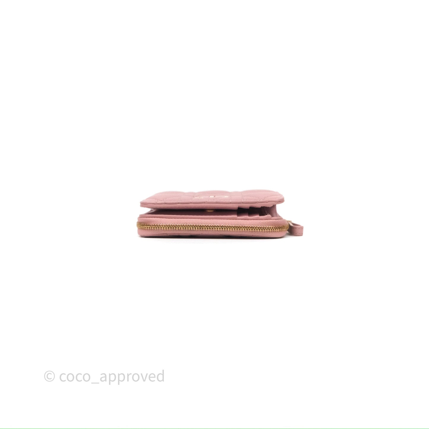Christian Dior Medium Caro Scarlet Zipped Wallet Pink Cannage Calfskin