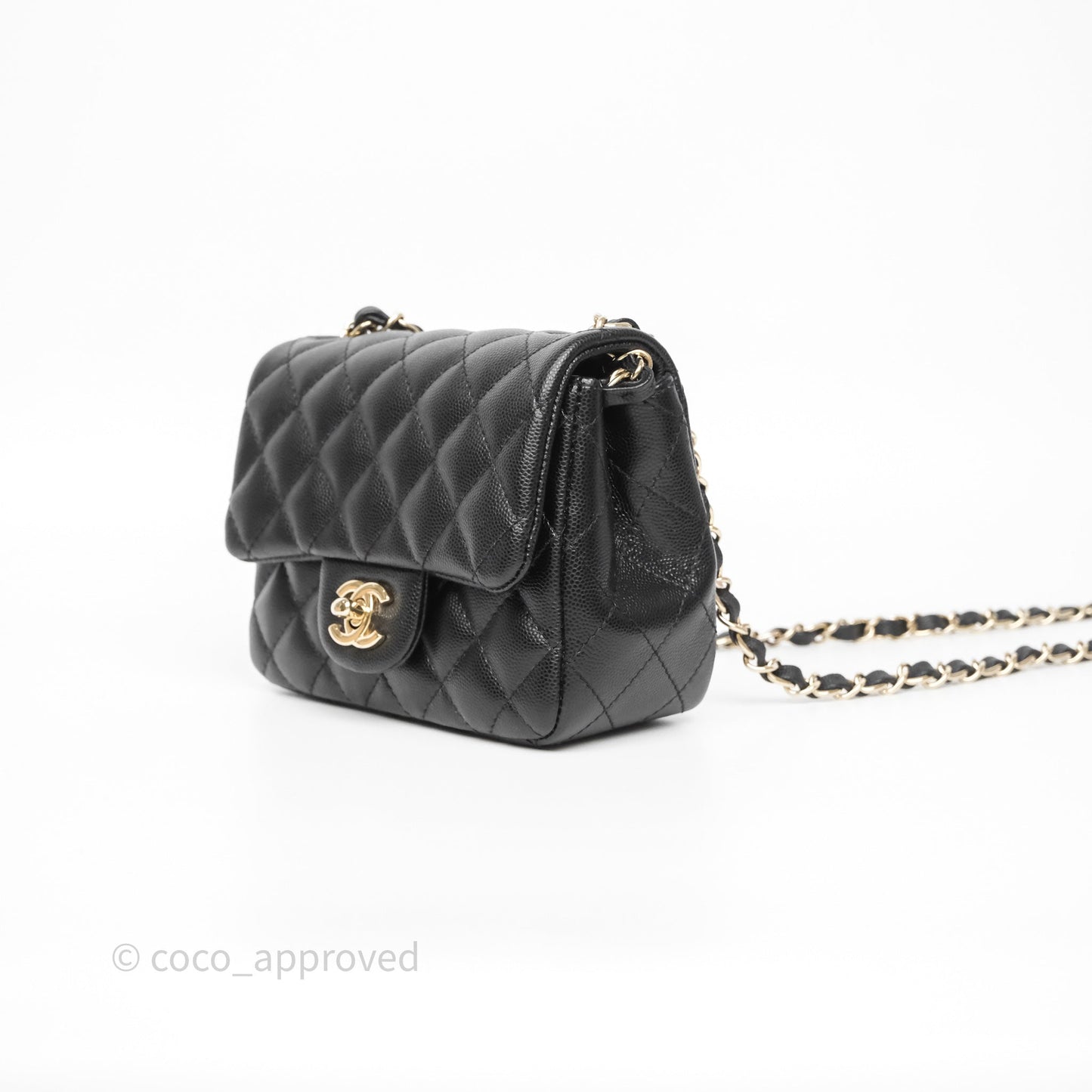 Chanel Mini Square Black Caviar Gold Hardware