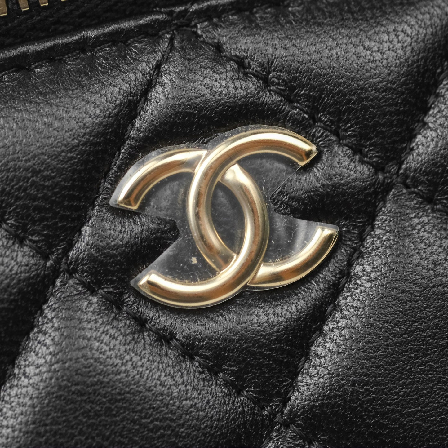 Chanel Vanity Rectangular Top Handle Black Lambskin Gold Hardware