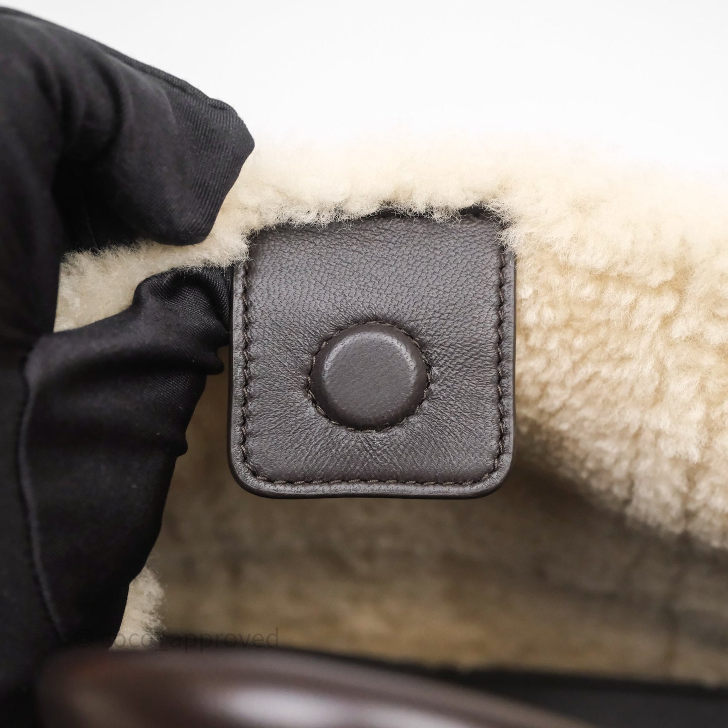 Bottega Veneta Shearling Aviator Small Andiamo Bag Brown