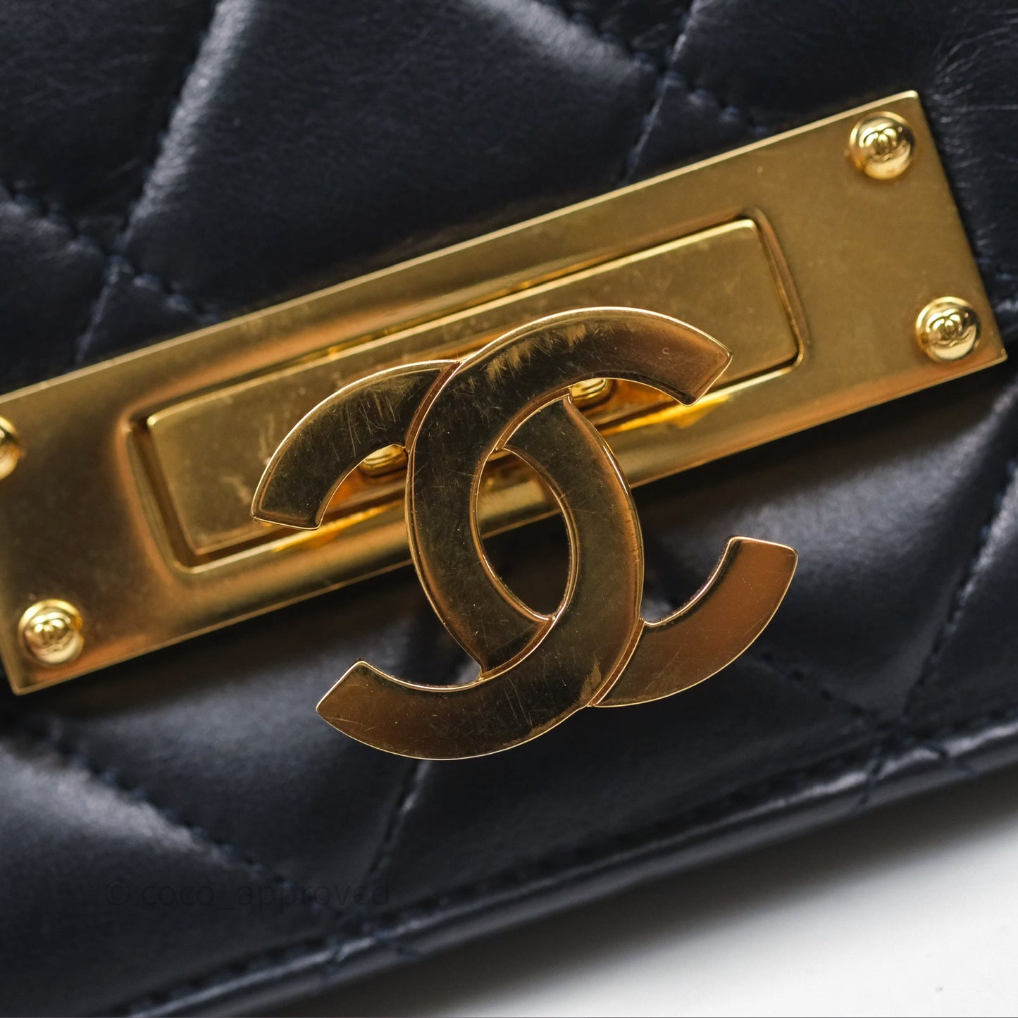 Chanel Golden Class Wallet on Chain WOC Navy Lambskin Gold Hardware