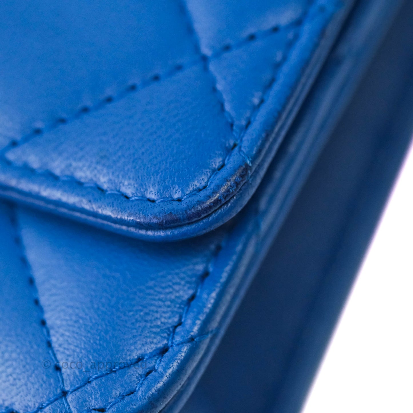 Chanel Quilted Wallet on Chain WOC Blue Lambskin Silver Hardware