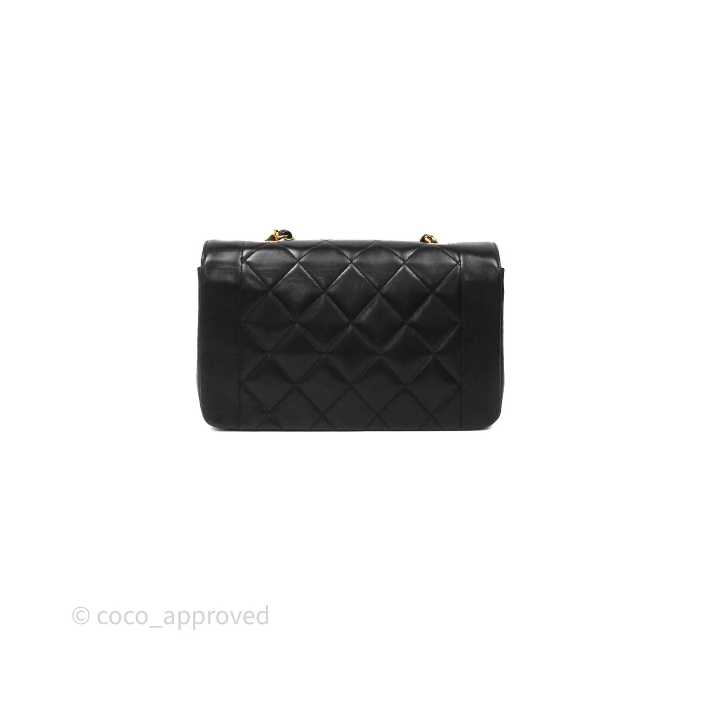 Chanel Vintage Small Quilted Classic Diana Flap Bag Black Lambskin 24K Gold Hardware