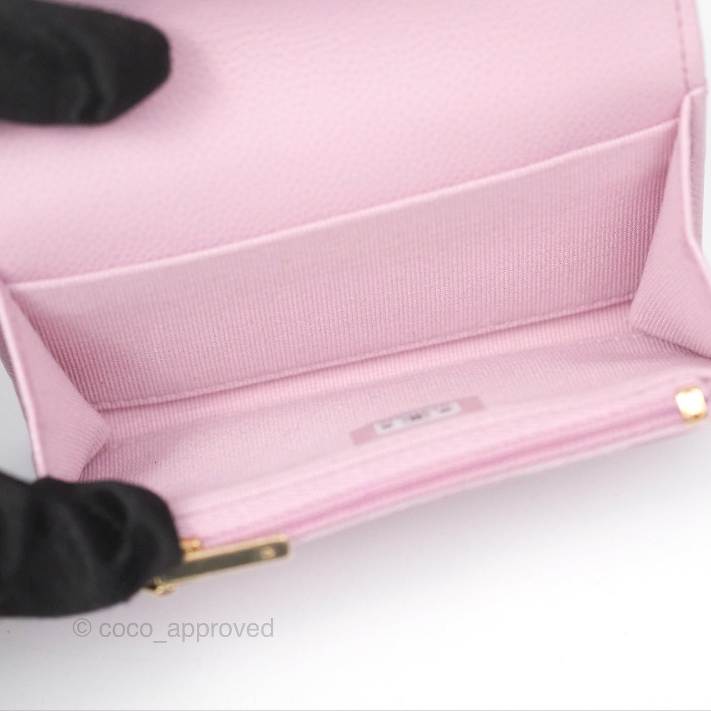 Chanel Quilted Flap Card Holder Caviar Pink Gold Hardware