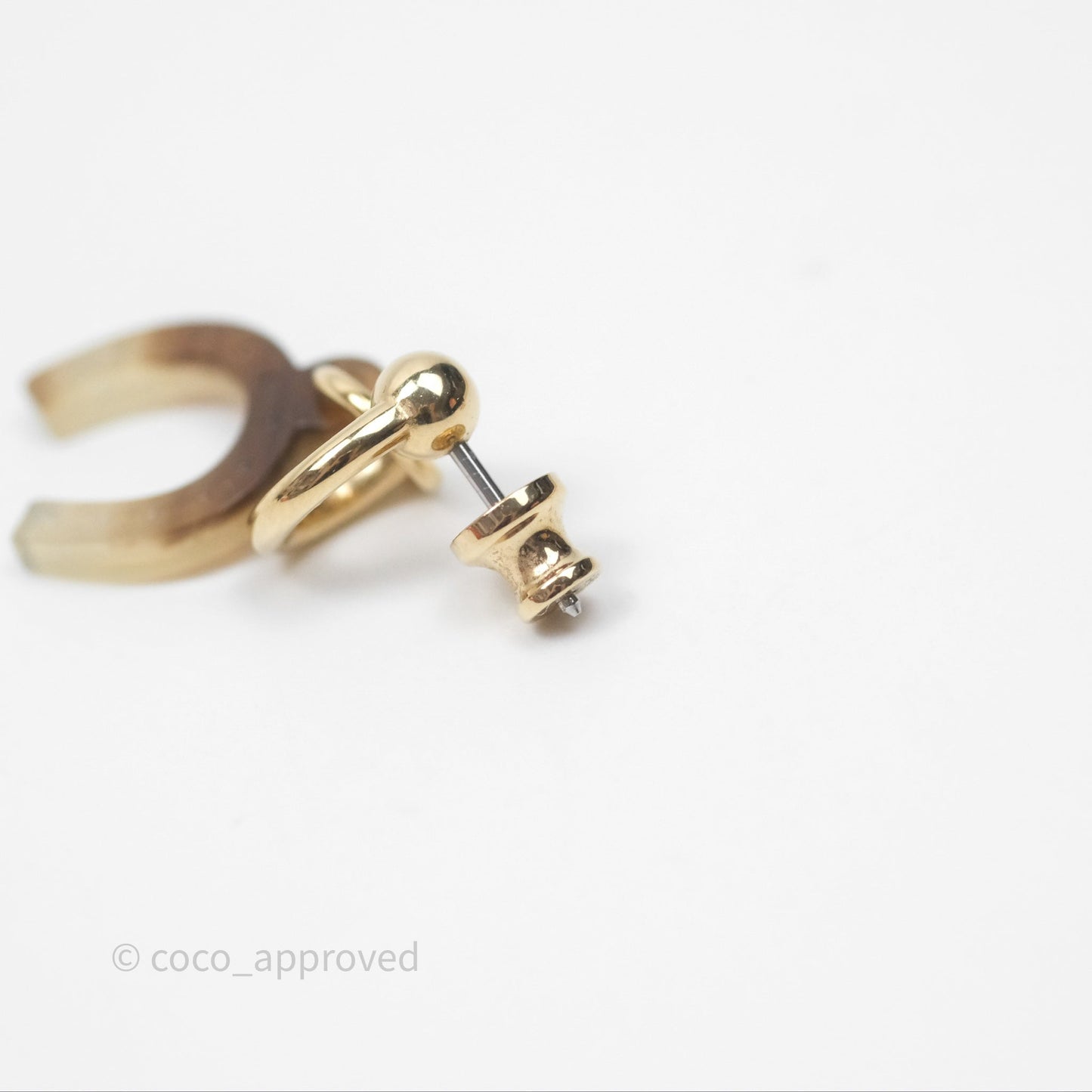 Hermès Amulette Equestre Earrings Gold Tone