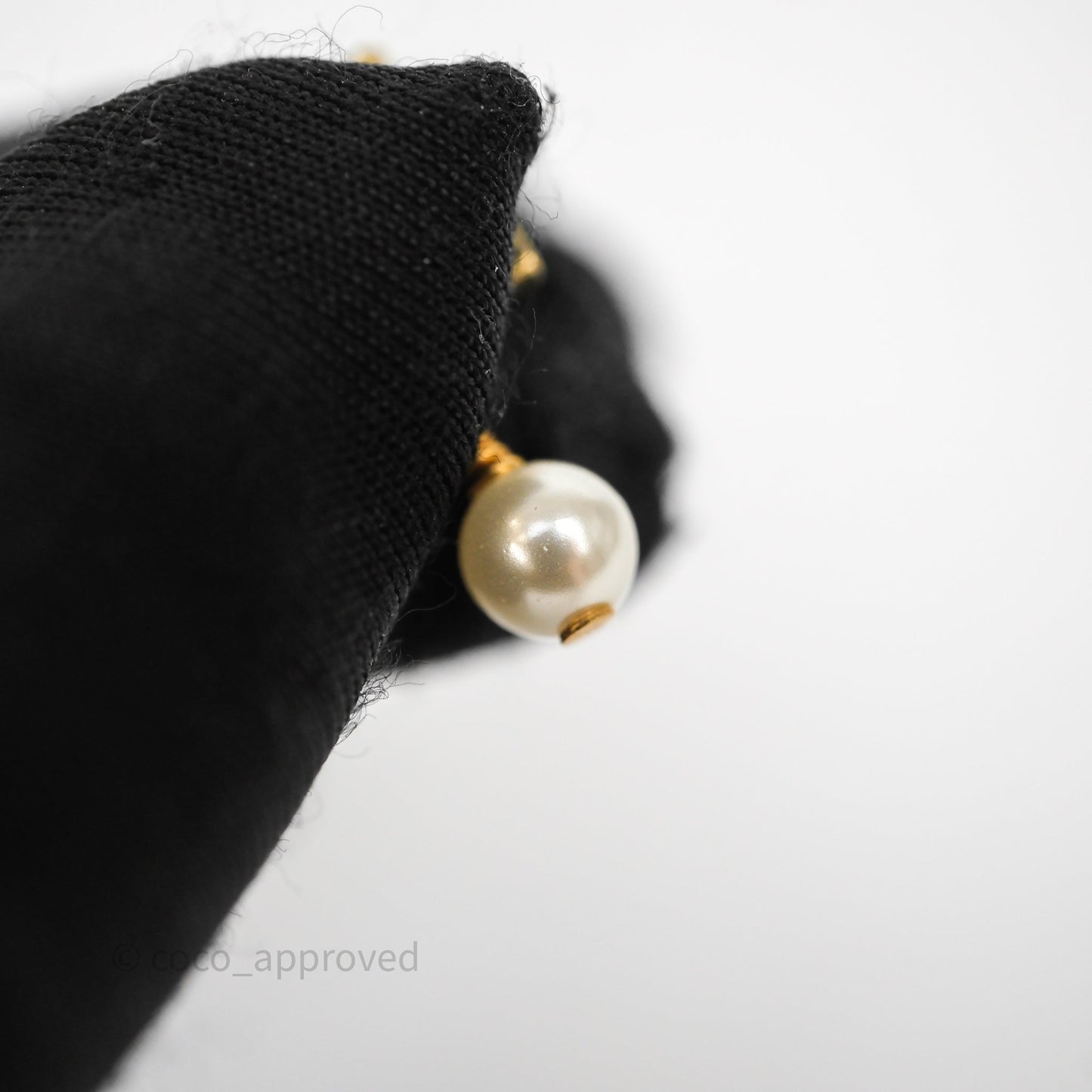 Christian Dior Miss Dior Drop Pearl Earrings Gold Tone