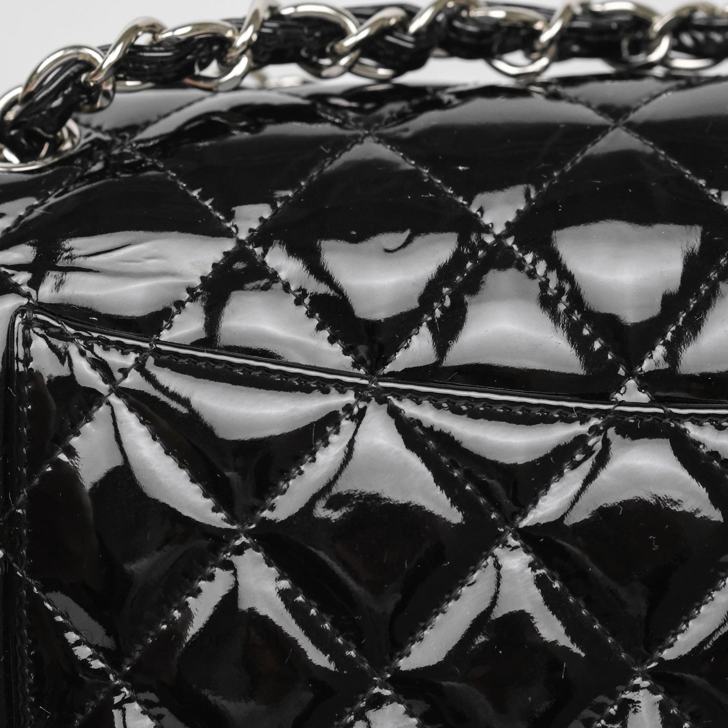 Chanel Jumbo Double Flap Black Patent Silver Hardware⁣⁣