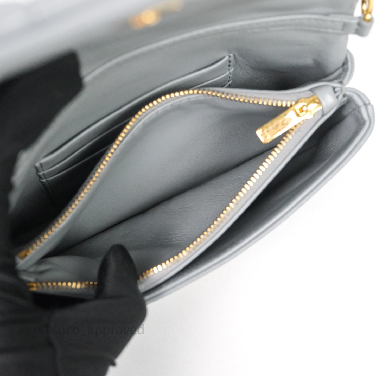 Christian Dior Mini Caro Bag Grey Macrocannage