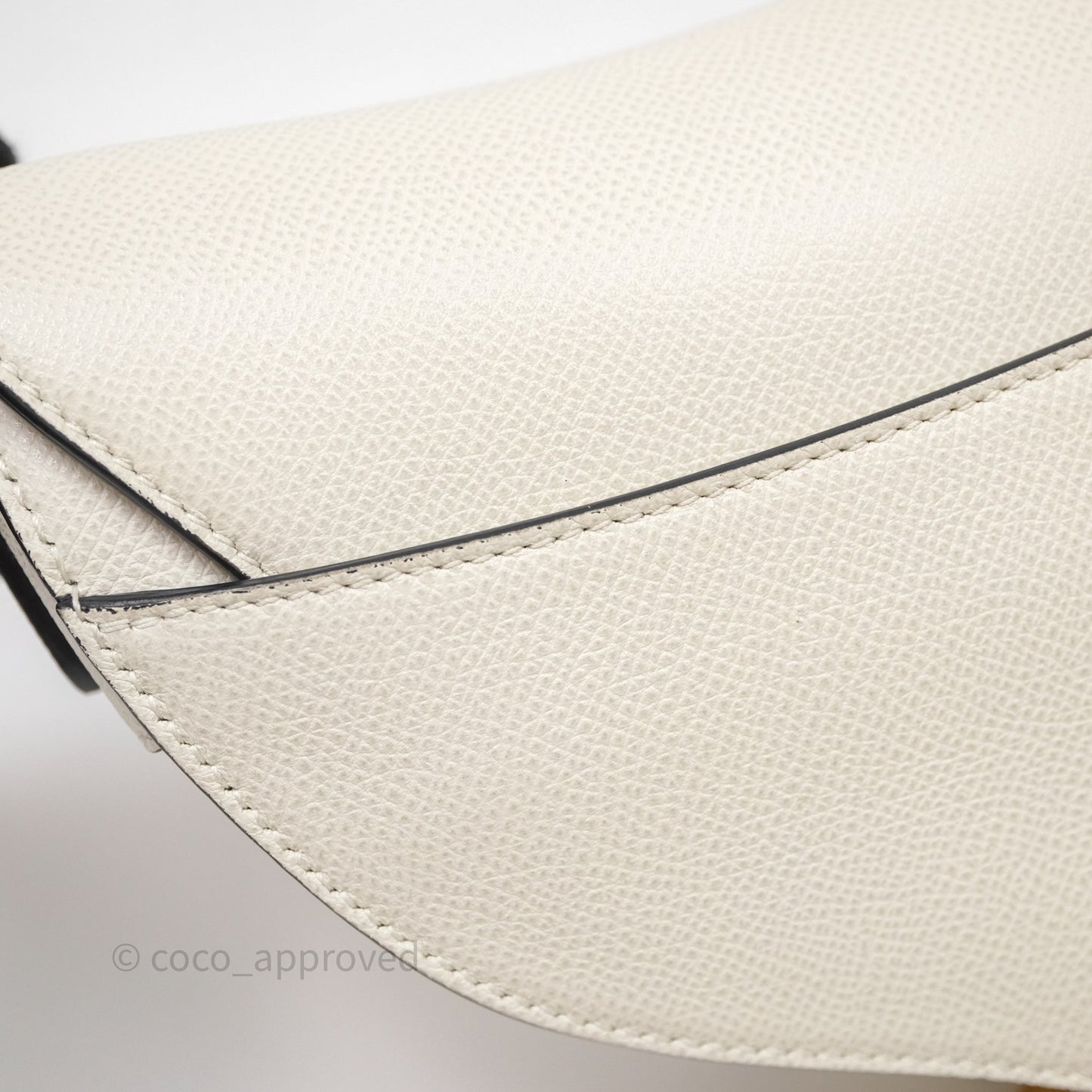 Christian Dior Mini Saddle Bag White Grained Calfskin Gold Hardware