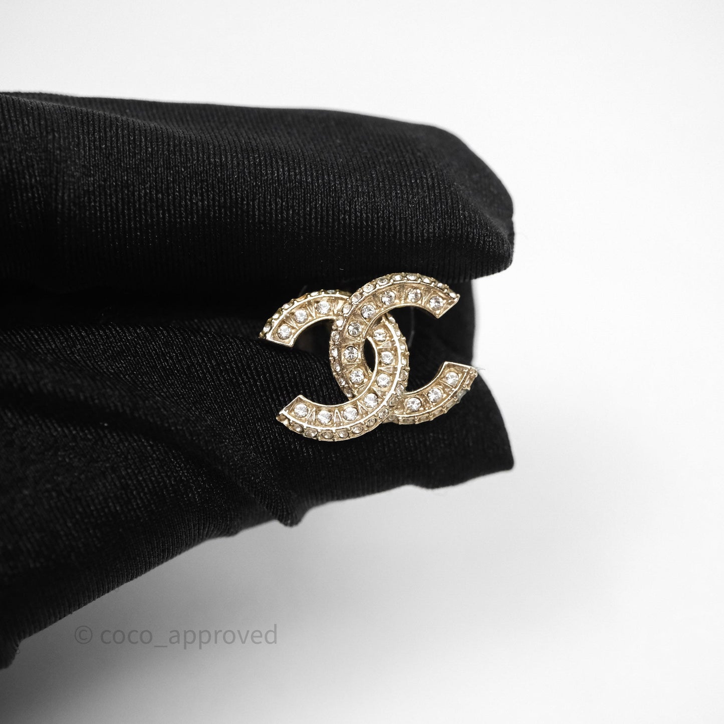Chanel Crystal CC Earrings Gold Tone 23V
