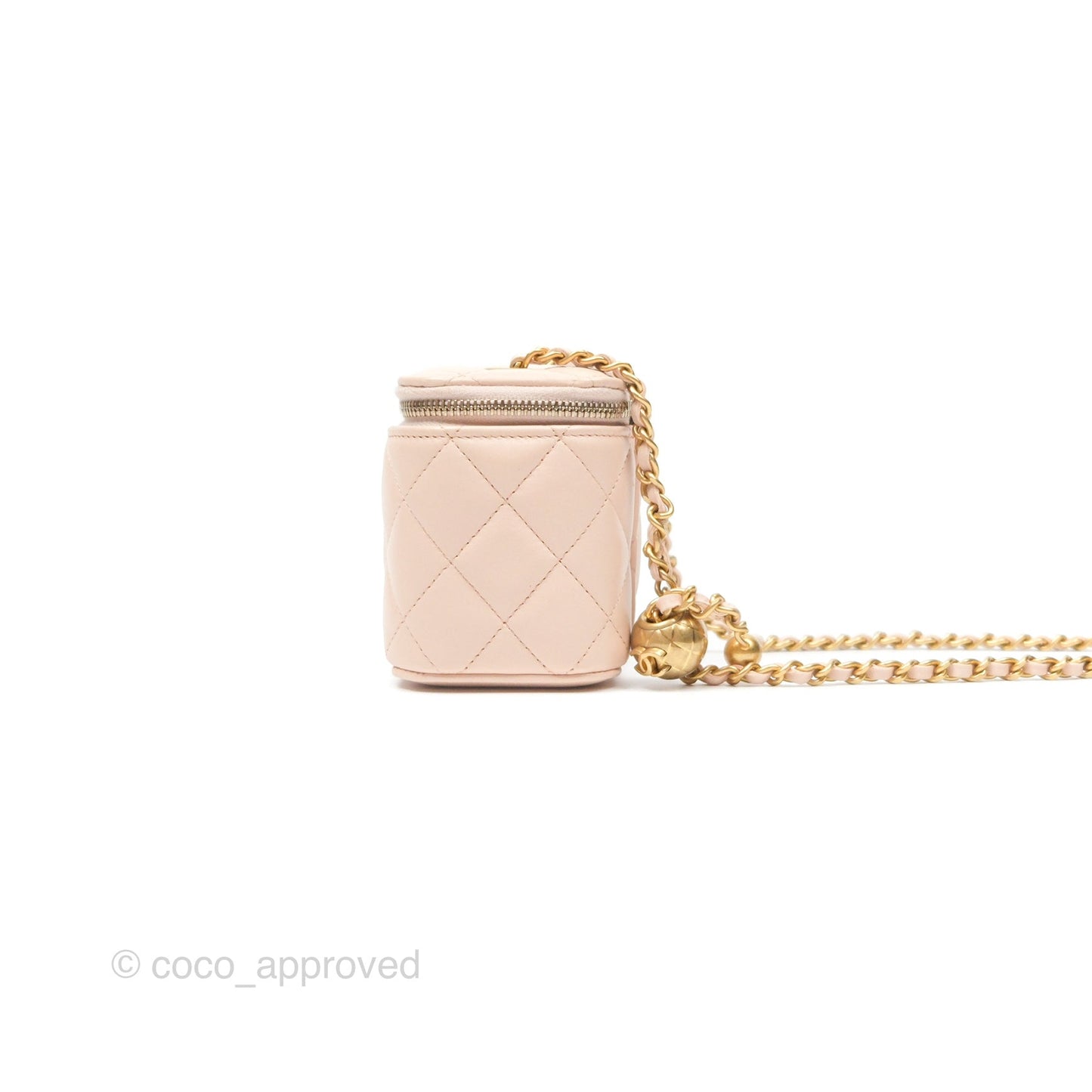 Chanel Classic Mini Pearl Crush Vanity With Chain Light Pink Lambskin Aged Gold Hardware