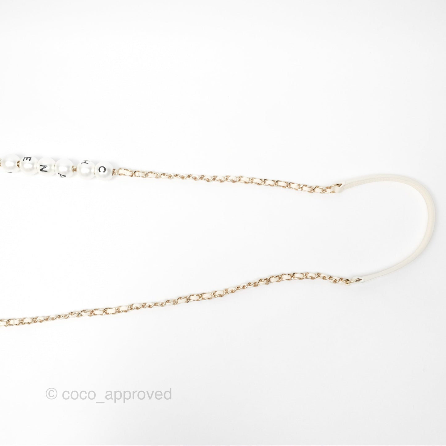 Chanel Small Logo Pearl Chain Flap Bag White Lambskin Gold Hardware