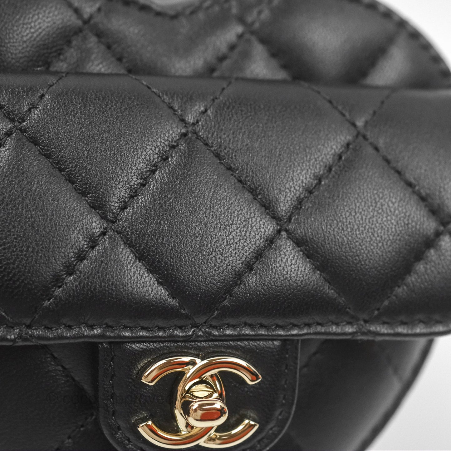 Chanel Mini Heart Belt Bag Black Lambskin Gold Hardware 22S