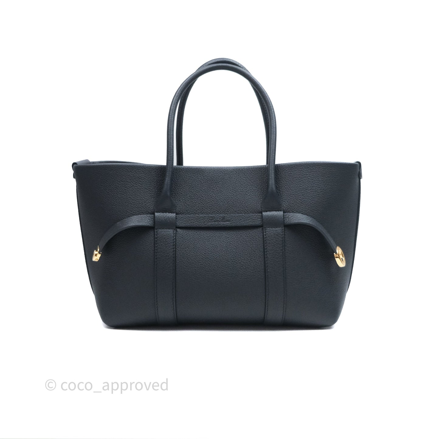 Loro Piana Ghiera Shopper Small Blue Navy Calfskin Sun Gold Hardware