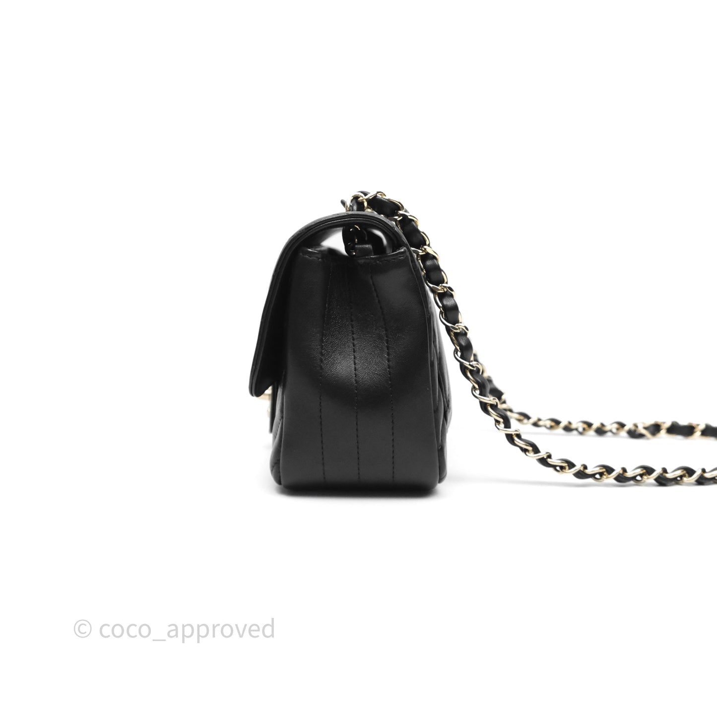 Chanel Mini Square Black Chevron Lambskin Gold Hardware