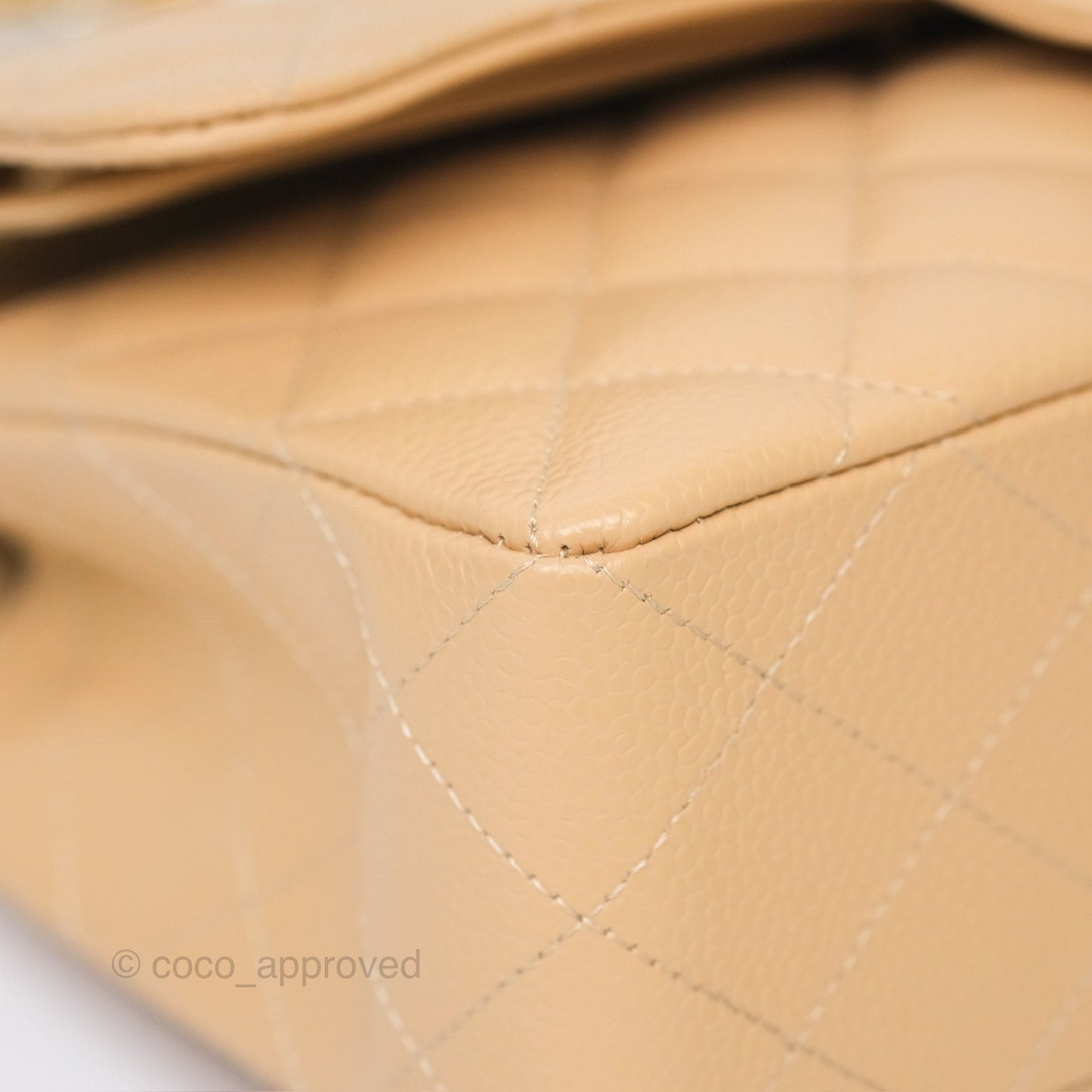 Chanel Small S/M Classic Flap Quilted Beige Caviar Gold Hardware