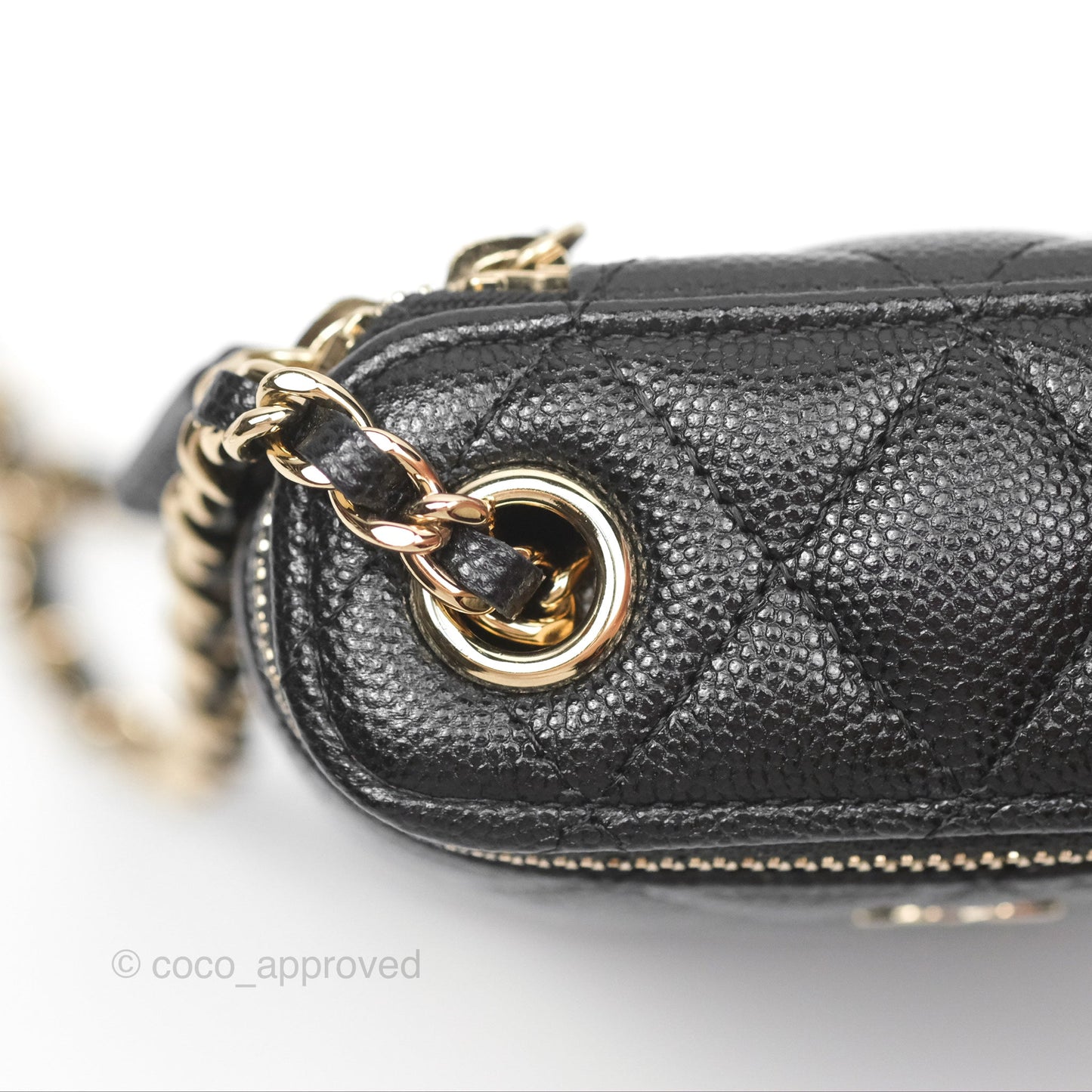 Chanel Classic Mini Vanity With Chain Black Caviar Gold Hardware