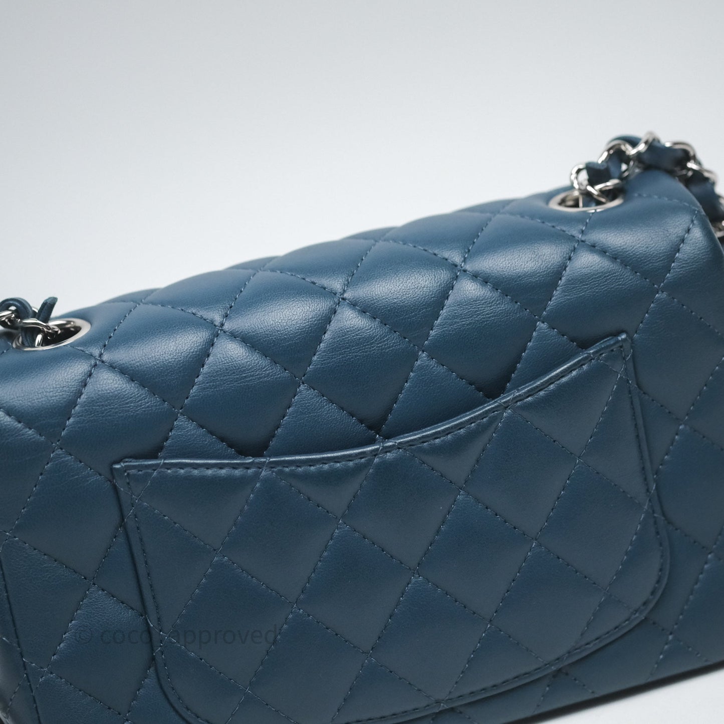 Chanel Mini Rectangular Quilted Navy Lambskin Silver Hardware