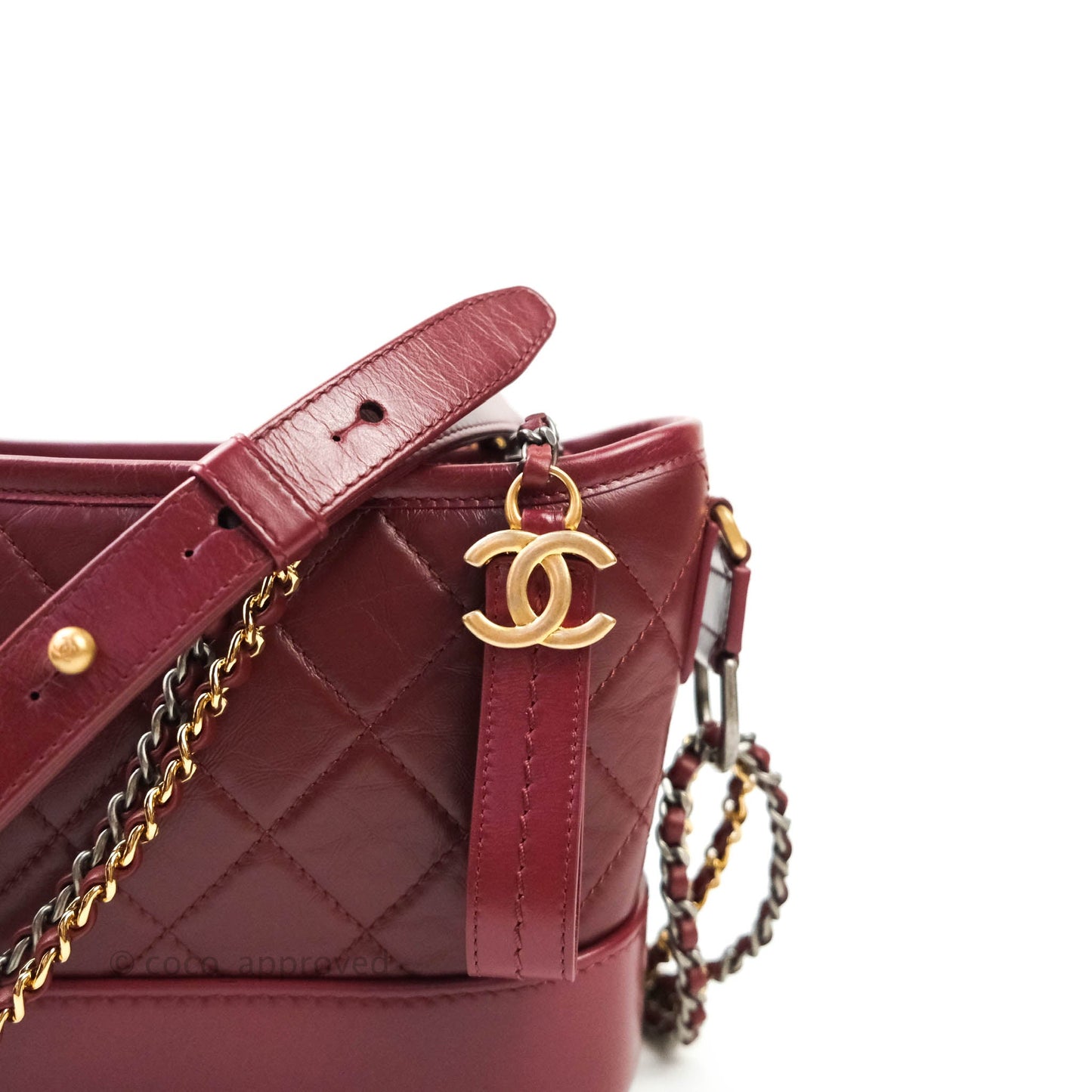 Chanel Quilted Small Gabrielle Hobo Dark Red Calfskin Mixed Hardware