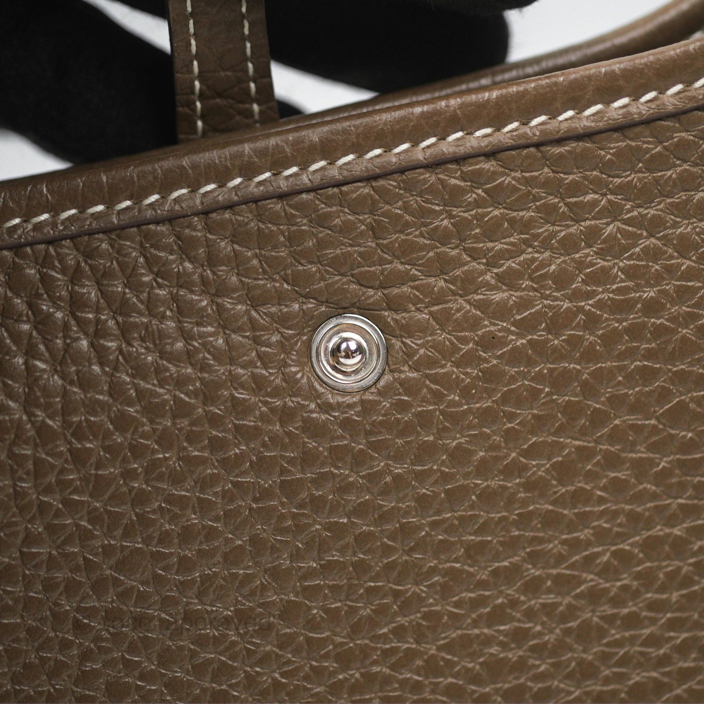 Hermès Mini Evelyne 16 Etoupe 18 Clemence Palladium Hardware with Bleu Indigo Strap