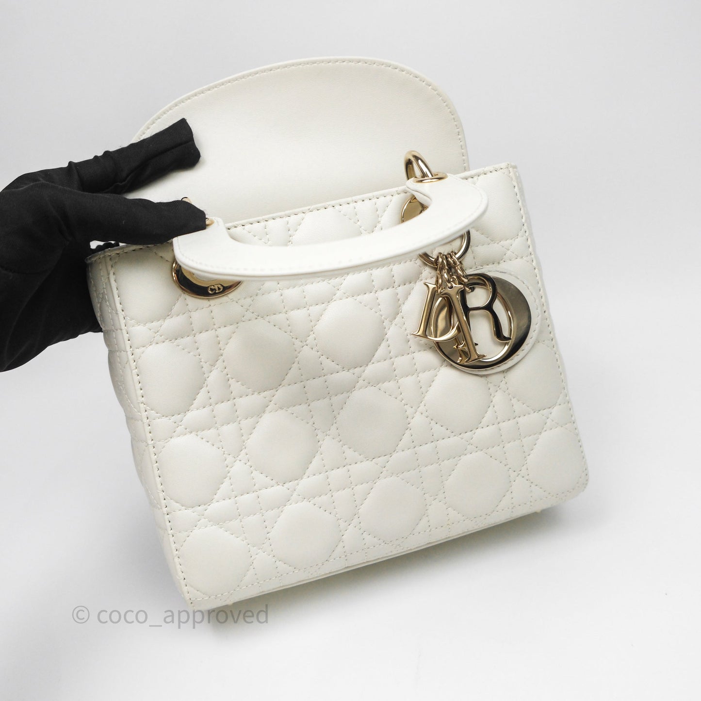 Christian Dior Small My ABCDior Lady Dior Bag White Cannage Lambskin Gold Hardware