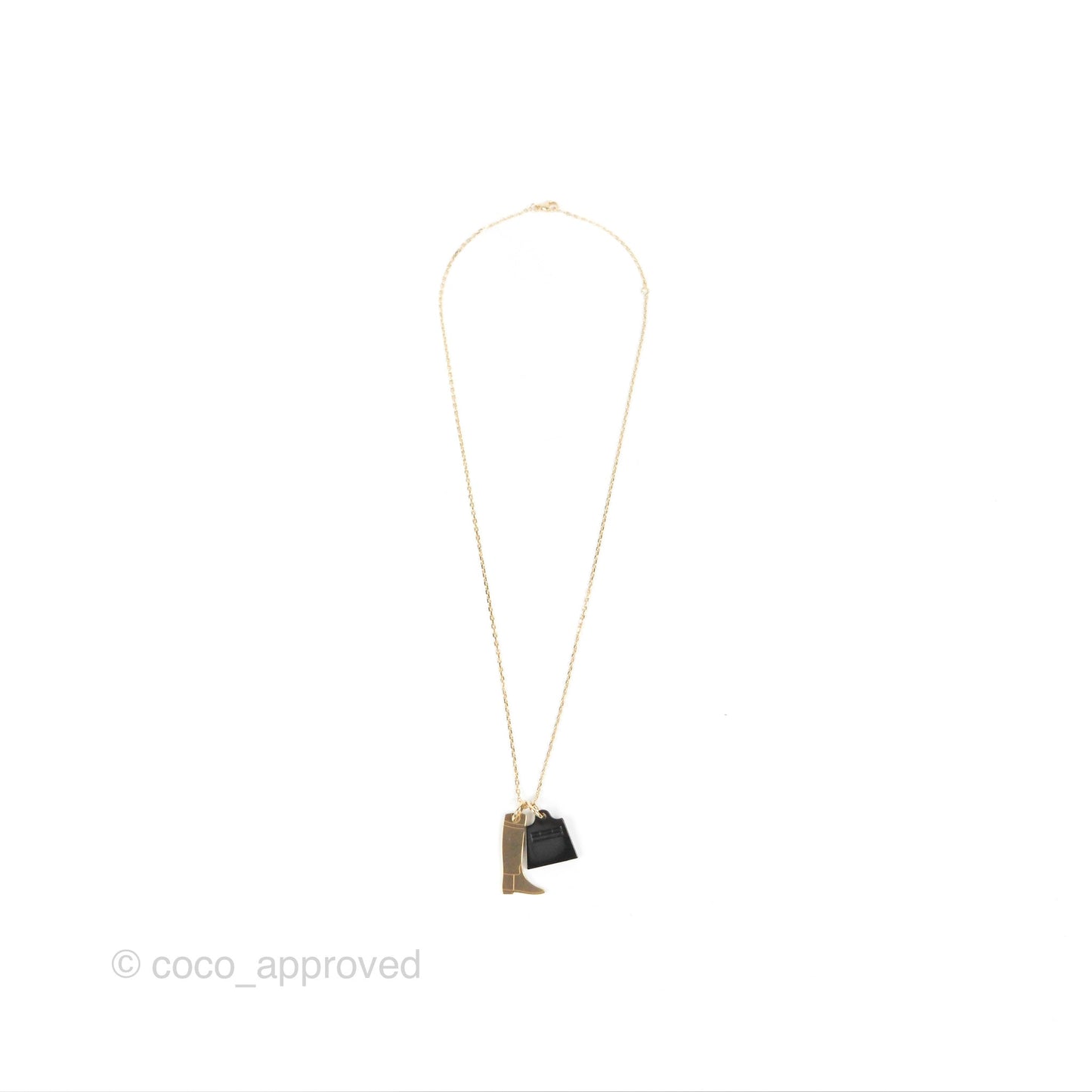 Hermes Amulette Maroquinier PM Pendant Necklace Gold Tone