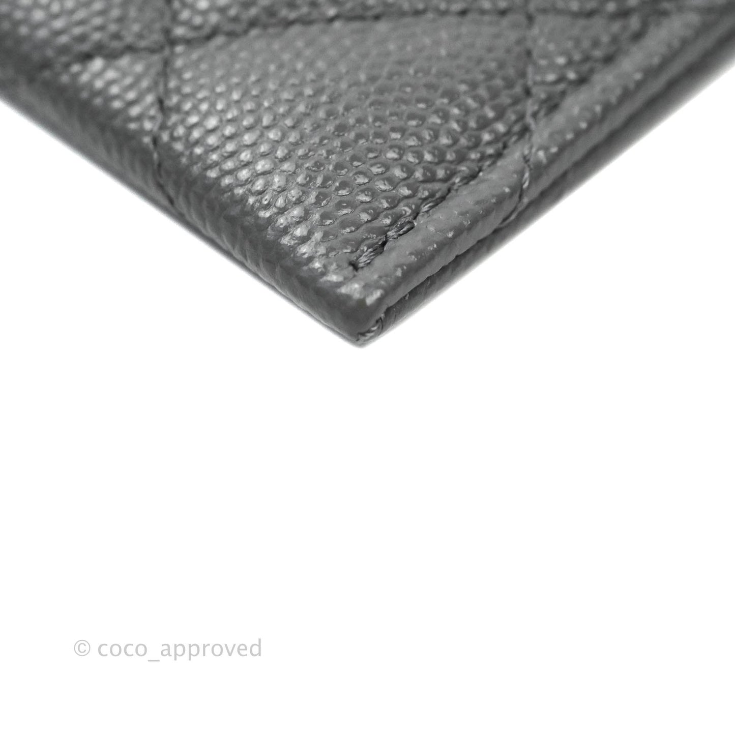Chanel French New Wave Quilted Flat Card Holder Dark Grey Caviar 20K