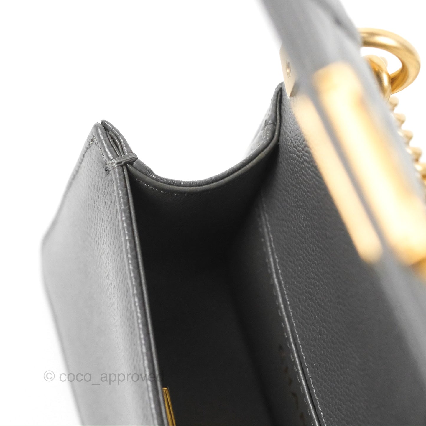 Chanel Mini Boy Dark Grey Caviar Aged Gold Hardware