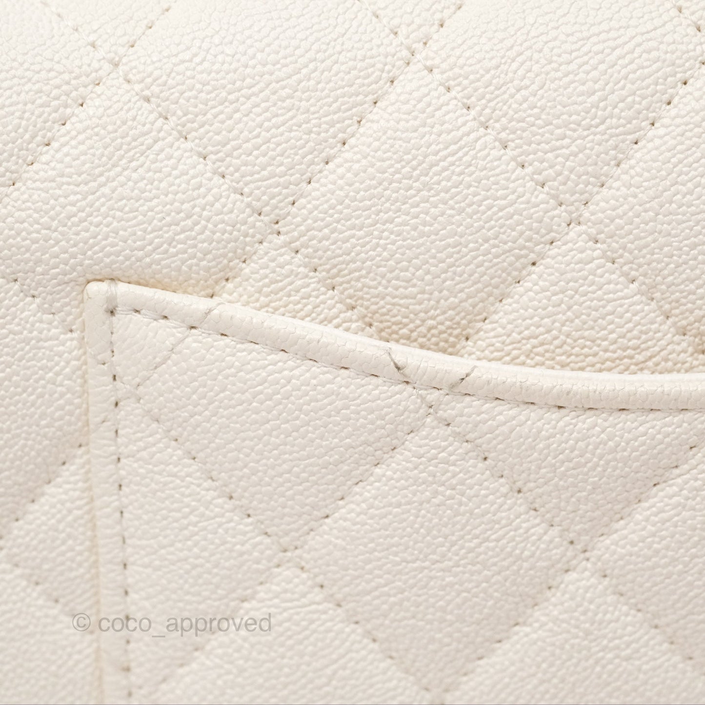 Chanel Top Handle Mini Rectangular Flap Bag Ivory White Caviar Aged Gold Hardware