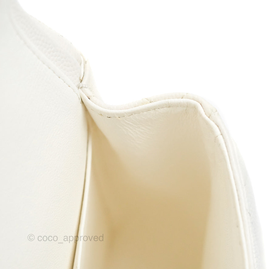 Chanel Small Classic Quilted Flap White Caviar Gold Hardware