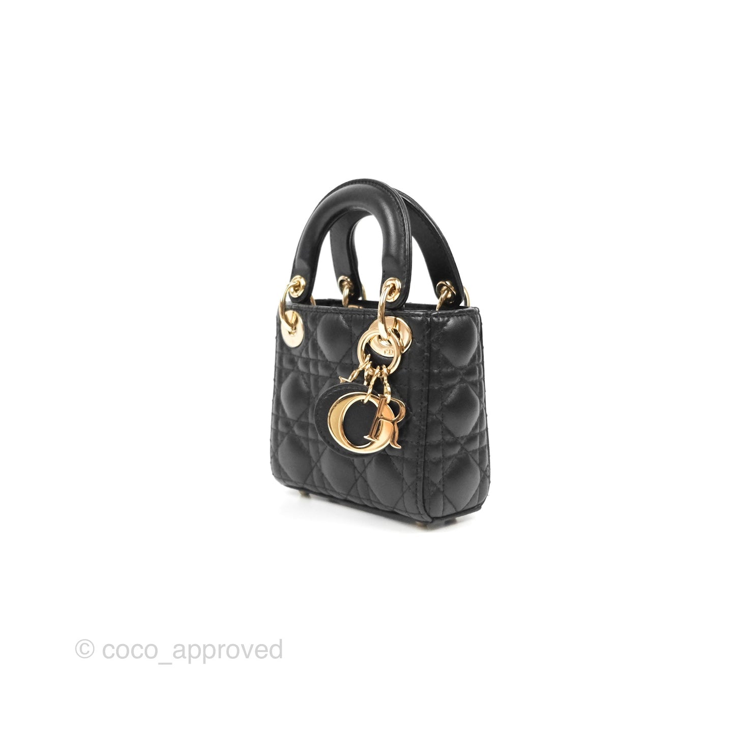 Christian Dior Micro Lady Dior Cannage Black Lambskin Gold Hardware