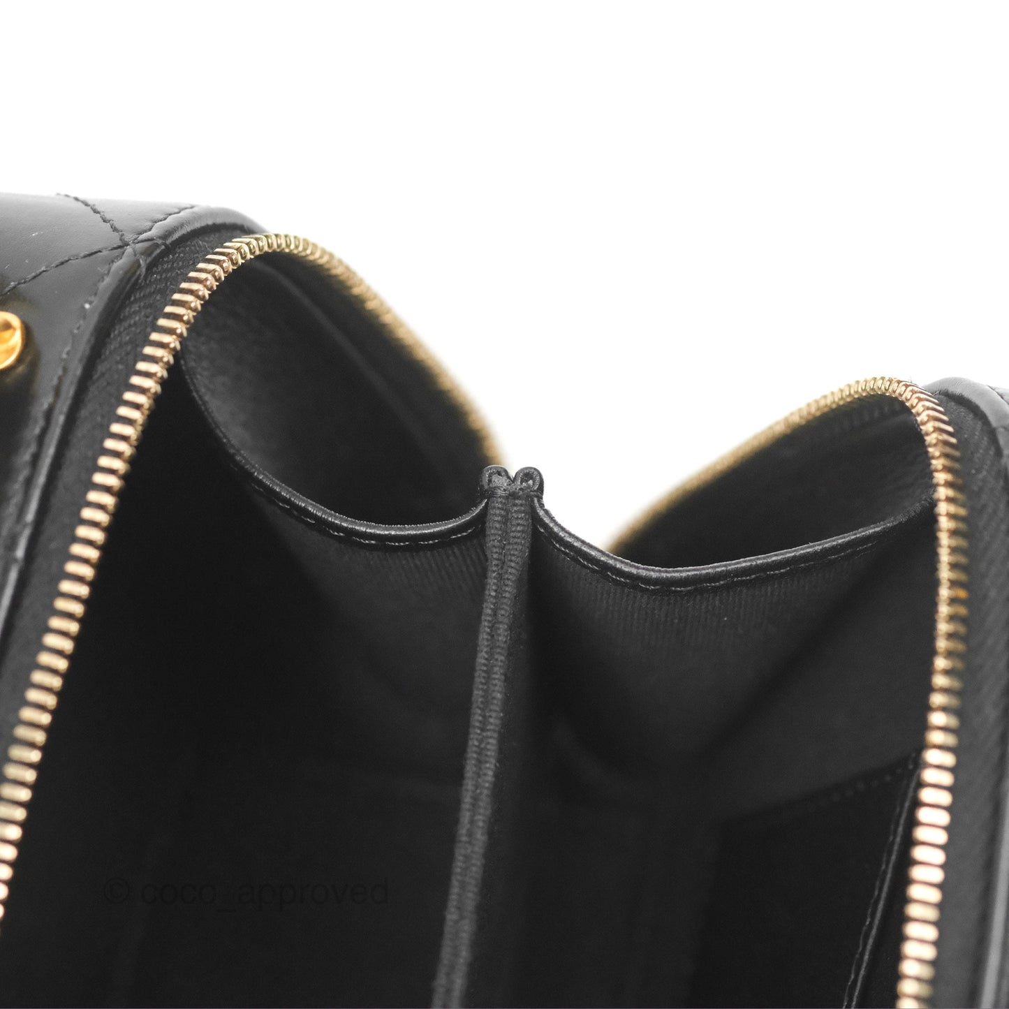 Chanel Top Handle Vanity Case Black Shiny Lambskin Aged Gold Hardware