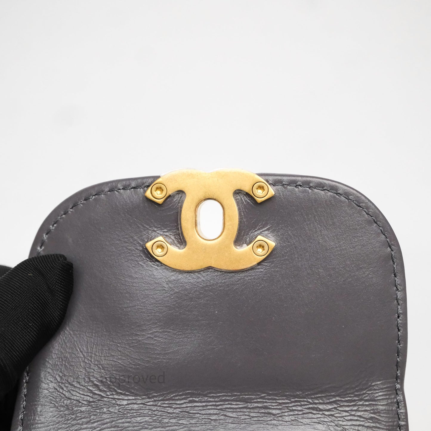 Chanel Kelly Bag Quilted Grey Shiny Crumpled Calfskin Aged Gold Hardware