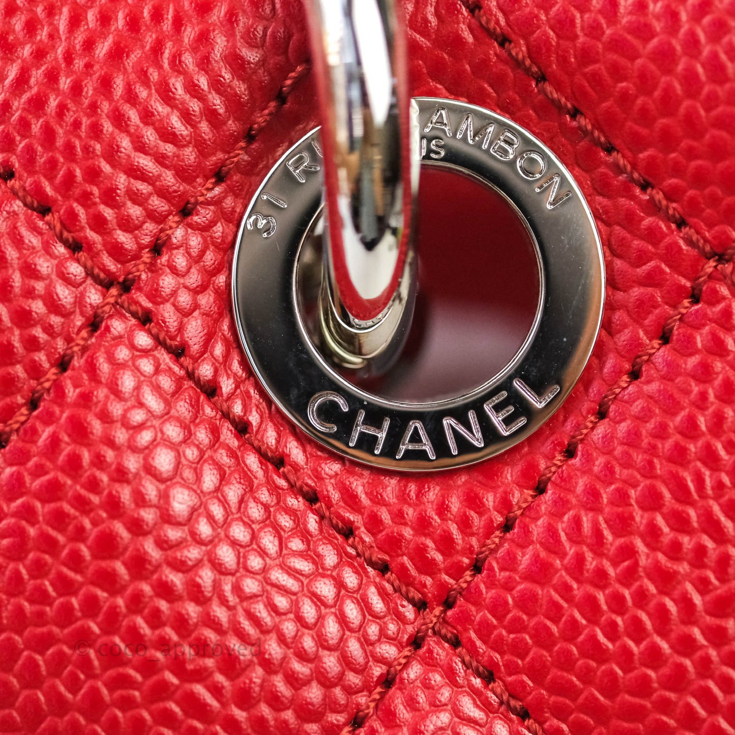 Chanel GST Red Caviar Silver Hardware