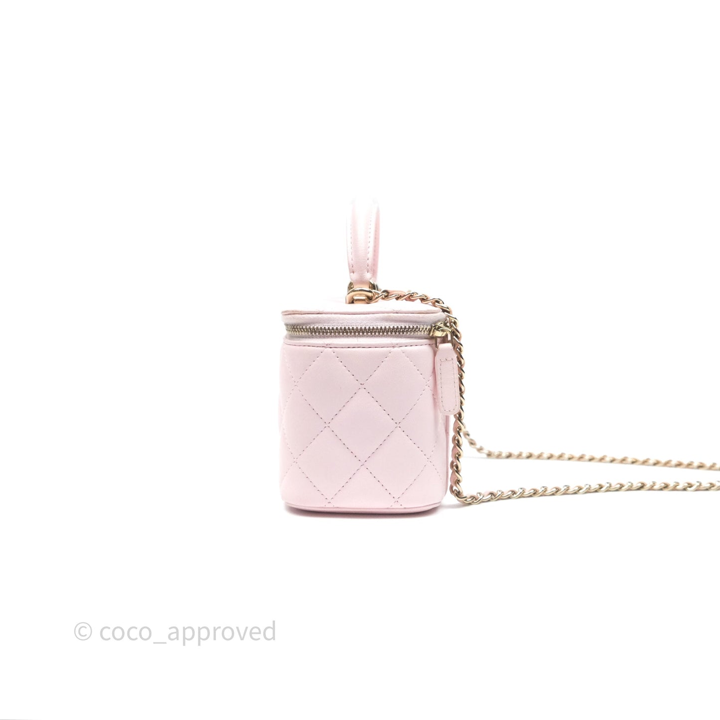 Chanel Vanity Rectangular Top Handle Light Pink Lambskin Gold Hardware