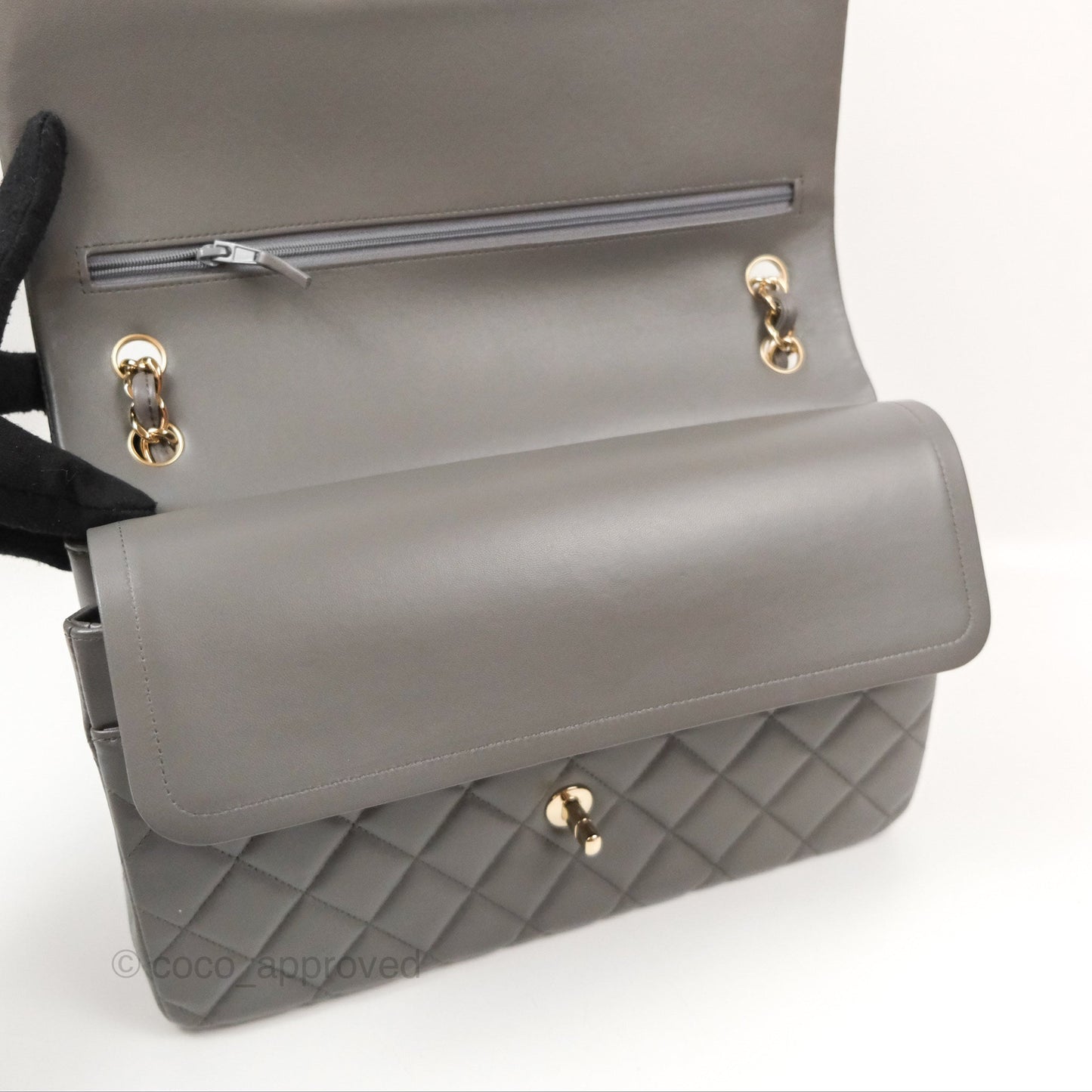 Chanel Jumbo Double Flap Dark Grey Lambskin Gold Hardware⁣⁣